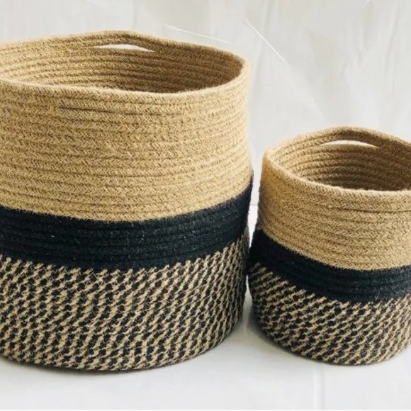 pepme Other - Jute Basket | Black Zigzag, Circle | 8, 12 Inches | Set of 2